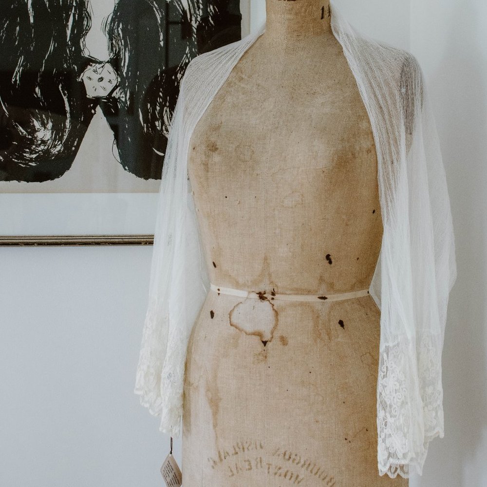 Bridal, BHLDN, Ivory, Shrug, Cover-up, Long Sleeve, Lace, Tulle, Bell Sleeve